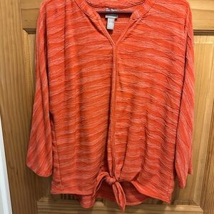 Chico's Vibrant Orange Tie-Front Blouse